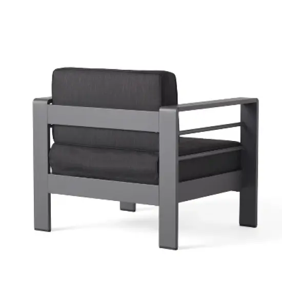 Christopher Knight Home Cape Coral Outdoor Aluminum 7 Seater Sofa Chat Set with Fire Pit image {4}