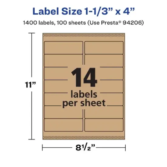 Avery Kraft Brown Rectangle Labels with Sure Feed, 1-1/3" x 4" image {4}