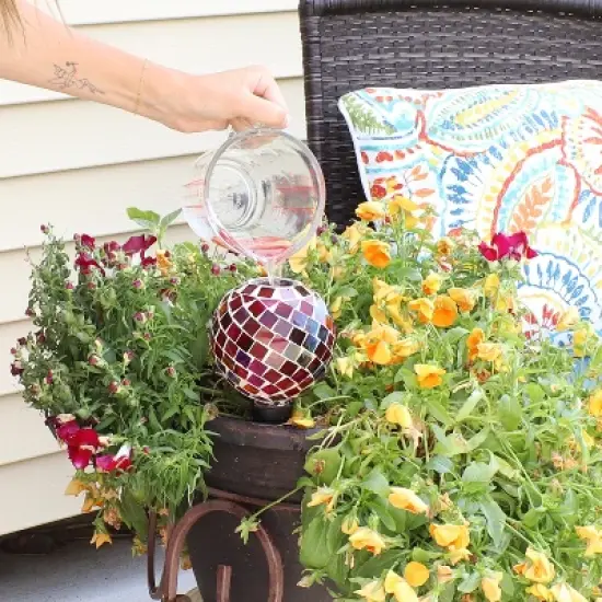 Sunnydaze Glass Mosaic Watering Globe for Plants and Flowers image {5}