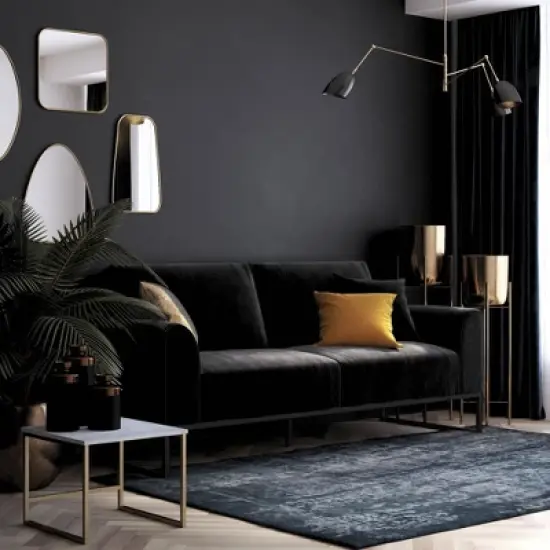 Adley Velvet Fabric Coil Futon with Metal Base - CosmoLiving by Cosmopolitan image {10}
