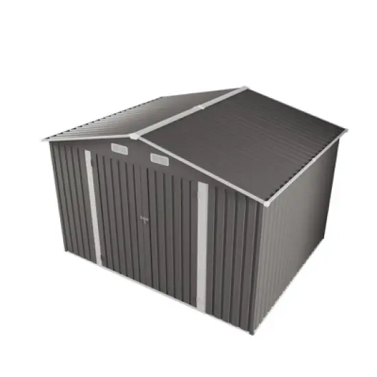 10 x 8 FT Outdoor Storage Shed,Lockable Door and Air Vent, Clear Window Garden Tool Shed for Bicycles,Backyards, Patios, Lawns,Gray image {15}