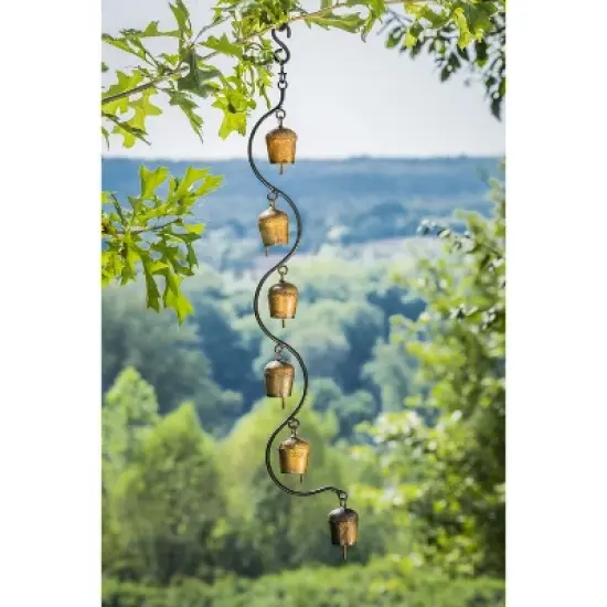 Evergreen Copper Cast Metal Hanging Bell Chimes image {1}