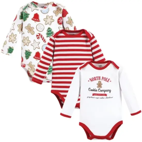 Touched by Nature Unisex Baby Organic Cotton Long-Sleeve Bodysuits, Christmas Cookies image {8}