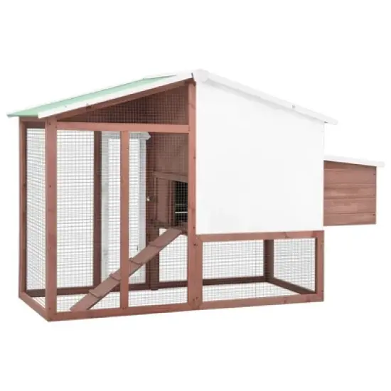 vidaXL Chicken Coop with Nest Box Red and White Solid Fir Wood image {3}