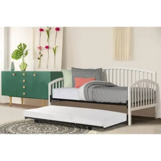 Twin Carolina Daybed with Suspension Deck and Rollout Trundle White - Hillsdale Furniture image {1}