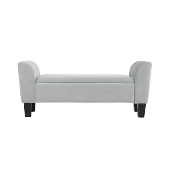 Simple Relax Bedroom Velvet Bench with Storage in Gray image {2}