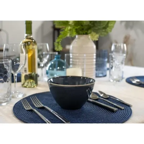 Elanze Designs Slant Side Glossy Ceramic 6.5 inch Contemporary Serving Bowl, Navy Blue image {4}