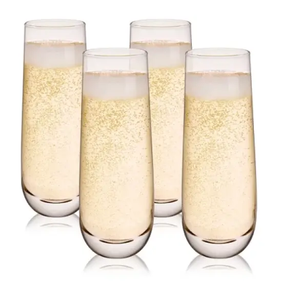 True Stemless Champagne Flutes Glasses - Stemless Mimosa Glasses - Wine Flutes Glass 9oz Set of 4 image {10}