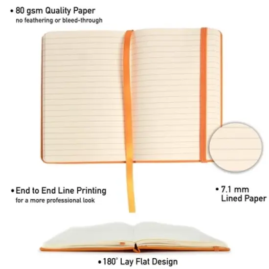Simply Genius A6 Pocket Size Mini Notebooks with Hardcover - 124 pages (3.7" x 5.7") with Inner Pocket (Orange, 3 Pack) image {7}