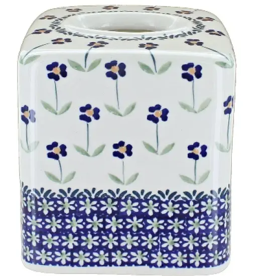 Blue Rose Polish Pottery O003 Manufaktura Tissue Box image {2}