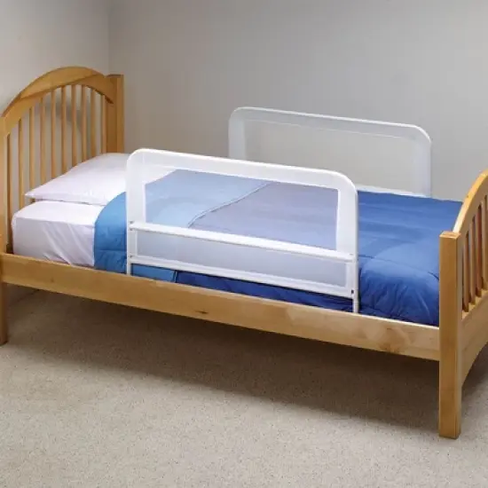 KidCo Mesh and Steel Double Pack Telescopic Toddler Child Bed Rail Guard, White image {2}