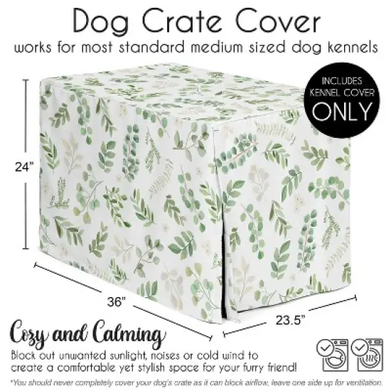 Sweet Jojo Designs Dog Crate Kennel Cover 36in. Botanical Green and White image {4}