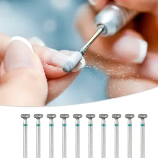 Unique Bargains Emery Nail Drill Bits Set for Acrylic Nails 3/32 Inch Nail Art Tools 44.1mm Length Green 10 Pcs image {1}