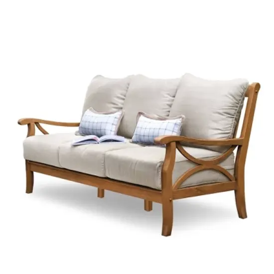 Abbington Teak Patio Sofa with Cushion - Cambridge Casual image {1}
