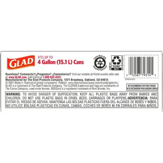 Glad Small Drawstring Trash Bags - Clorox Lemon Fresh - 4 Gallon image {11}