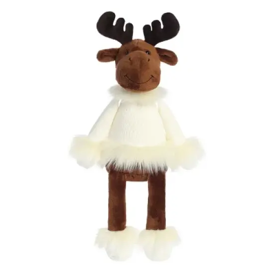 Aurora Large White Holiday Winter Cozies 15" Mitzi The Chocolate Moose Festive Stuffed Animal image {4}