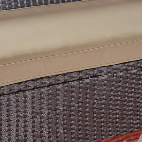 St. Lucia Wicker Sofa - Brown/Tan - Christopher Knight Home: Water-Resistant, Curved Armrests, 3-Person Capacity image {3}