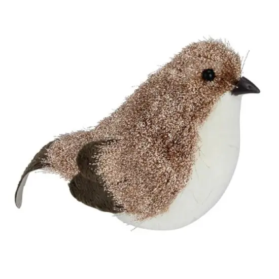 Northlight Sparkle Bird Figure Christmas Decoration - 6.25" - Brown and White image {1}