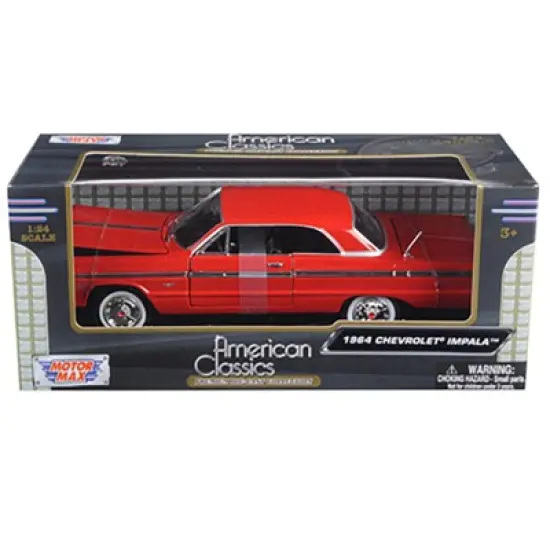 1964 Chevrolet Impala Red 1/24 Diecast Model Car by Motormax image {2}