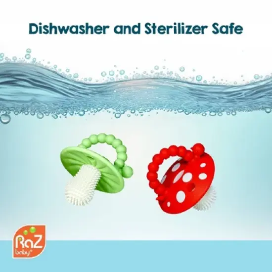 Razbaby Chompy Mushroom Teethers - 2pk - Red/Green image {6}
