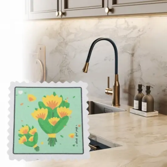 Unique Bargains Convenient Dishwashing Sponge Green 1 Pc image {3}