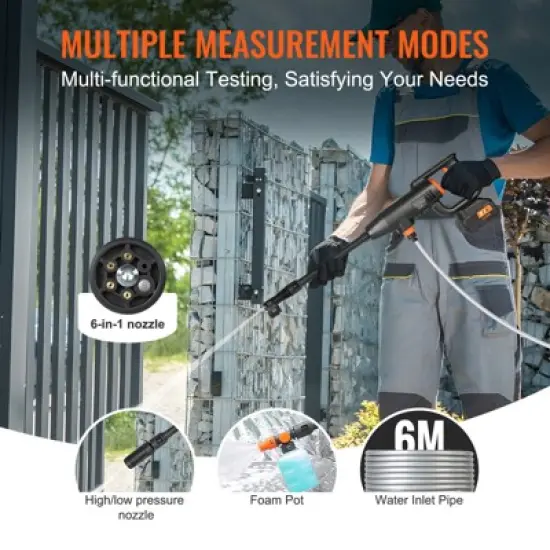 VEVOR Cordless Pressure Washer, 580-PSI 1.1 GPM Portable Power Cleaner, Handheld High-Pressure Car Washer Gun with 4.0Ah Battery, Charger, Black image {4}