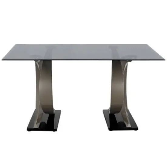 58" Gleneagles Modern Rectangle Glass Top Dining Table Gray/Champagne/Black - HOMES: Inside + Out image {4}