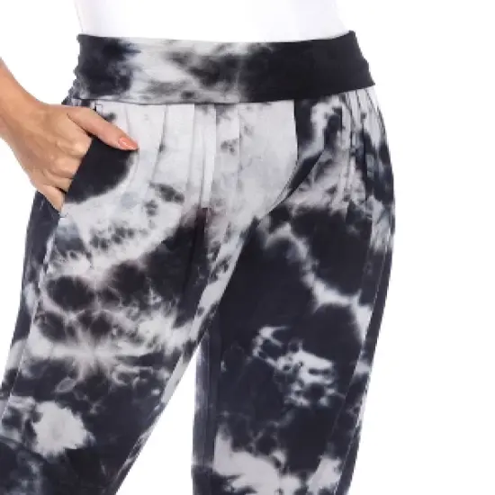Women's Tie Dye Harem Pants with Pockets - White Mark image {1}