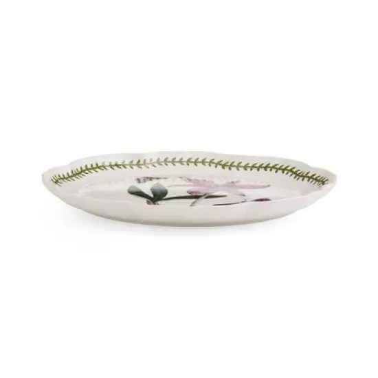 Portmeirion Botanic Garden Lotus Blossom Large Round Platter, 13.5 Inch - Meadow Saffron Design with Laurel Leaf Border - Dishwasher Safe Porcelain image {3}