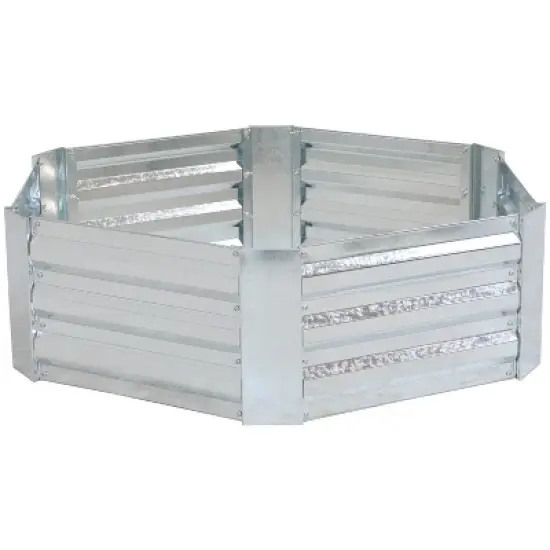 Sunnydaze Corrugated Galvanized Steel Hexagon Raised Garden Bed Kit for Vegetables, Plants, and Flowers - 40" W x 12" H image {7}