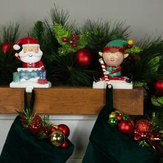 Northlight Santa and Elf Christmas Stocking Holders - 5" - Set of 2 image {2}