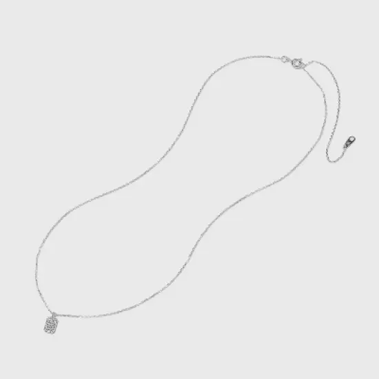 Sterling Silver Cubic Zirconia Tag Pendant Necklace - A New Day&trade; Silver image {2}