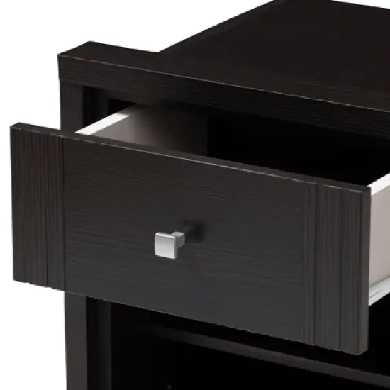 Danette Modern and Contemporary Finished 1 Drawer Nightstand Dark Brown - Baxton Studio image {5}