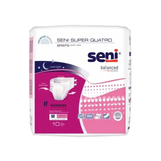 Seni Super Quatro Adult Incontinence Brief M Heavy Absorbency Breathable / Overnight, S-ME10-BQ1, Severe image {6}