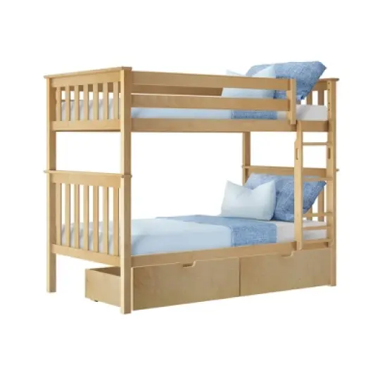 Max & Lily Twin over Twin Bunk Bed with Under Bed Storage Drawers image {6}