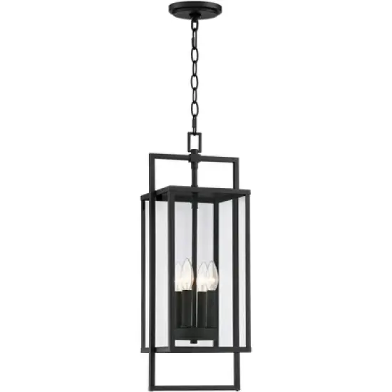 Possini Euro Design Jericho Modern Outdoor Hanging Light Textured Black 24 1/4" Clear Glass Panel for Post Exterior Barn Deck House Porch Yard Patio image {5}