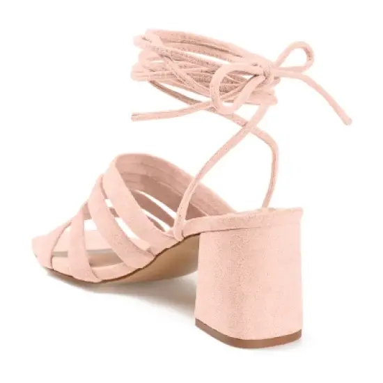 Journee Collection Womens Sevyn Open Square Toe Block Heel Sandals Rose 8 image {6}