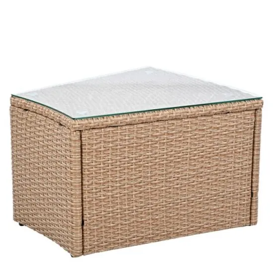 FIONECA 10-Piece Outdoor Sectional Half-Round Patio Rattan Sofa Set, White PE Wicker Conversation Furniture, Modular Combination image {14}