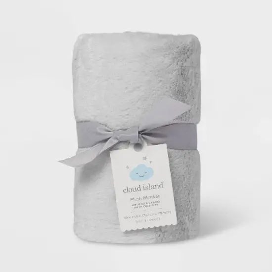 Solid Satin Edge Plush Blanket - Cloud Island&trade; Gray image {1}