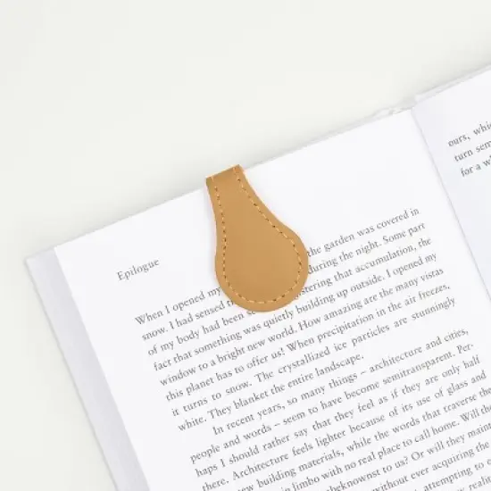 PU Leather 2pk Magnetic Bookmarks - Camel & Blue image {3}