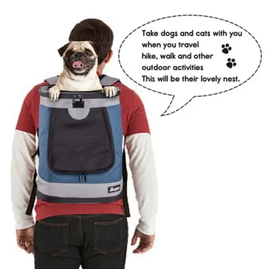 JESPET & GOOPAWS: Pet Soft Backpack Carrier - Blue Grey - 13", Small Dogs & Cats image {4}