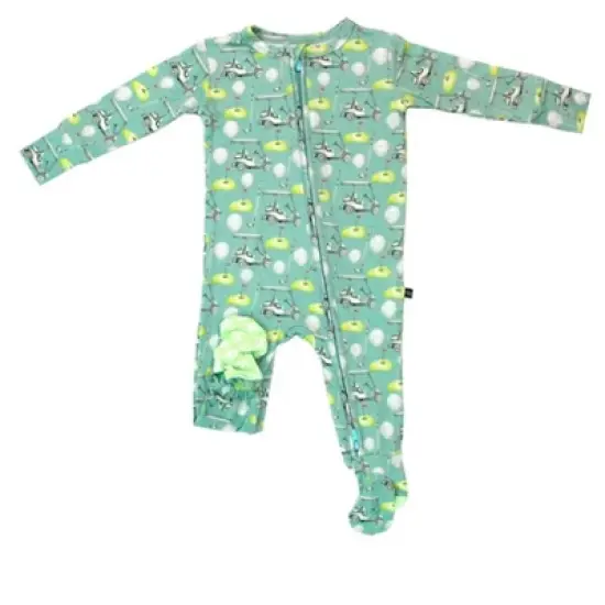 Lev Baby Boys' Viscose Bamboo Zipper Footie Pajamas &ndash; Green Golf Print One-Piece Baby Boy Clothes (NB&ndash;6/9M) image {4}