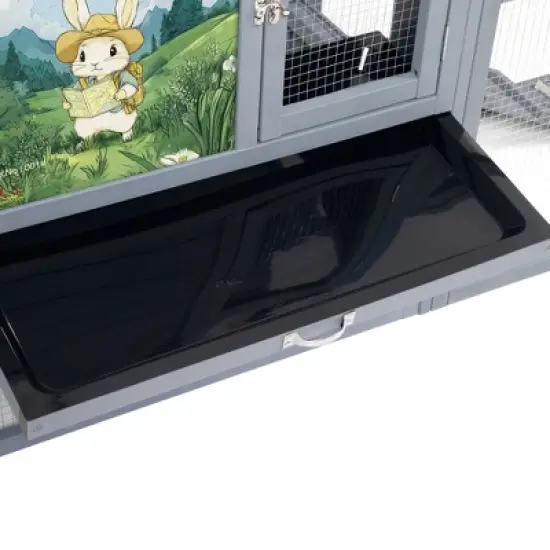 Sandinrayli 94-in Indoor & Outdoor Wooden Rabbit Hutch image {8}