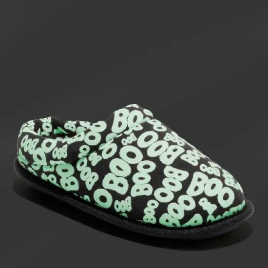 dluxe by dearfoams Kids' Halloween Boo Glow in the Dark Slippers - Black image {5}