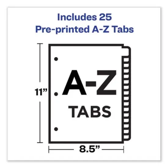 Avery Preprinted Laminated Tab Dividers with Gold Reinforced Binding Edge, 25-Tab, A to Z, 11 x 8.5, Buff, 1 Set image {2}