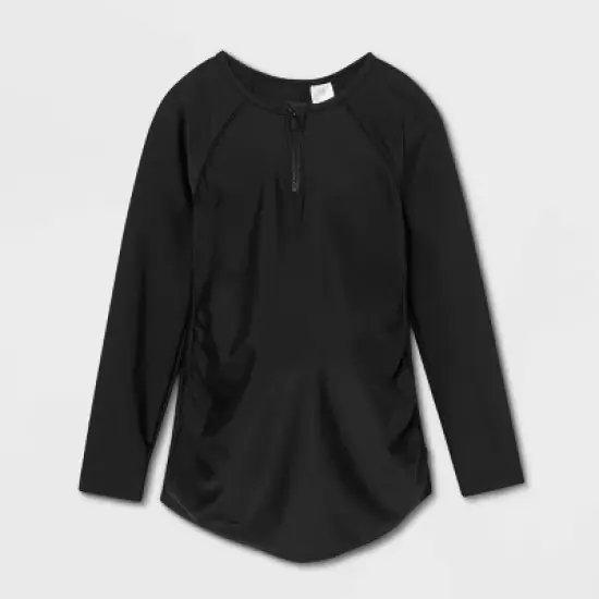 Raglan Long Sleeve Rash Guard Maternity Top - Isabel Maternity by Ingrid & Isabel&trade; Black image {2}