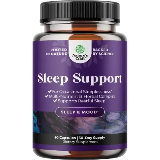 Sleep Support Capsules, Supports Healthy Rest, Non Addictive Supplement with Magnesium L-Theanine GABA, Nature's Craft, 60ct image {7}