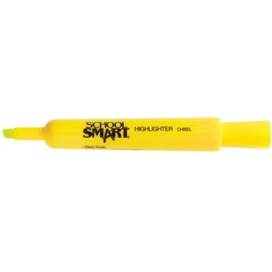School Smart Tank Style Highlighters, Chisel Tip, Yellow, Pack of 12 image {6}