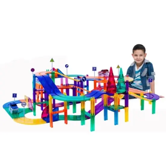 Picasso Tiles Magnetic Race Track 150pc Building Set image {4}