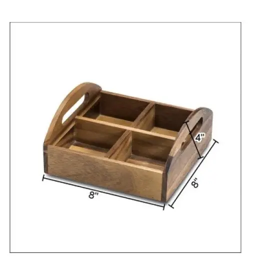 Kalmar Home Solid Acacia 4 Compartment Snack Tray image {3}